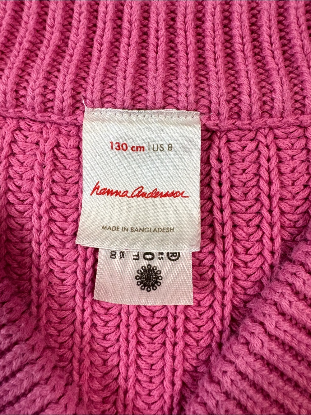 Hanna Andersson 100% Cotton Pink Chunky Knit Button-Front Cardigan Girls Size 8 - Picture 3 of 5